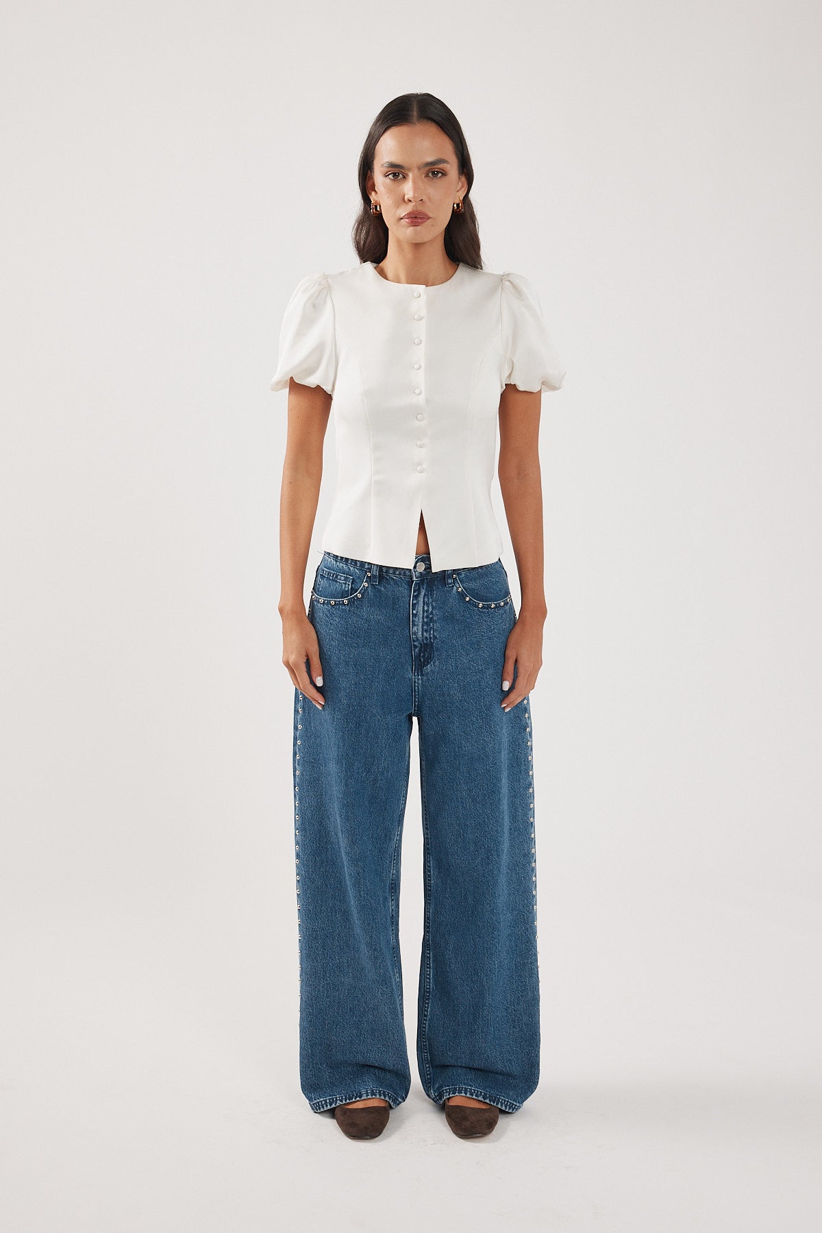 Perfect Stranger Fenella Short Sleeve Top White