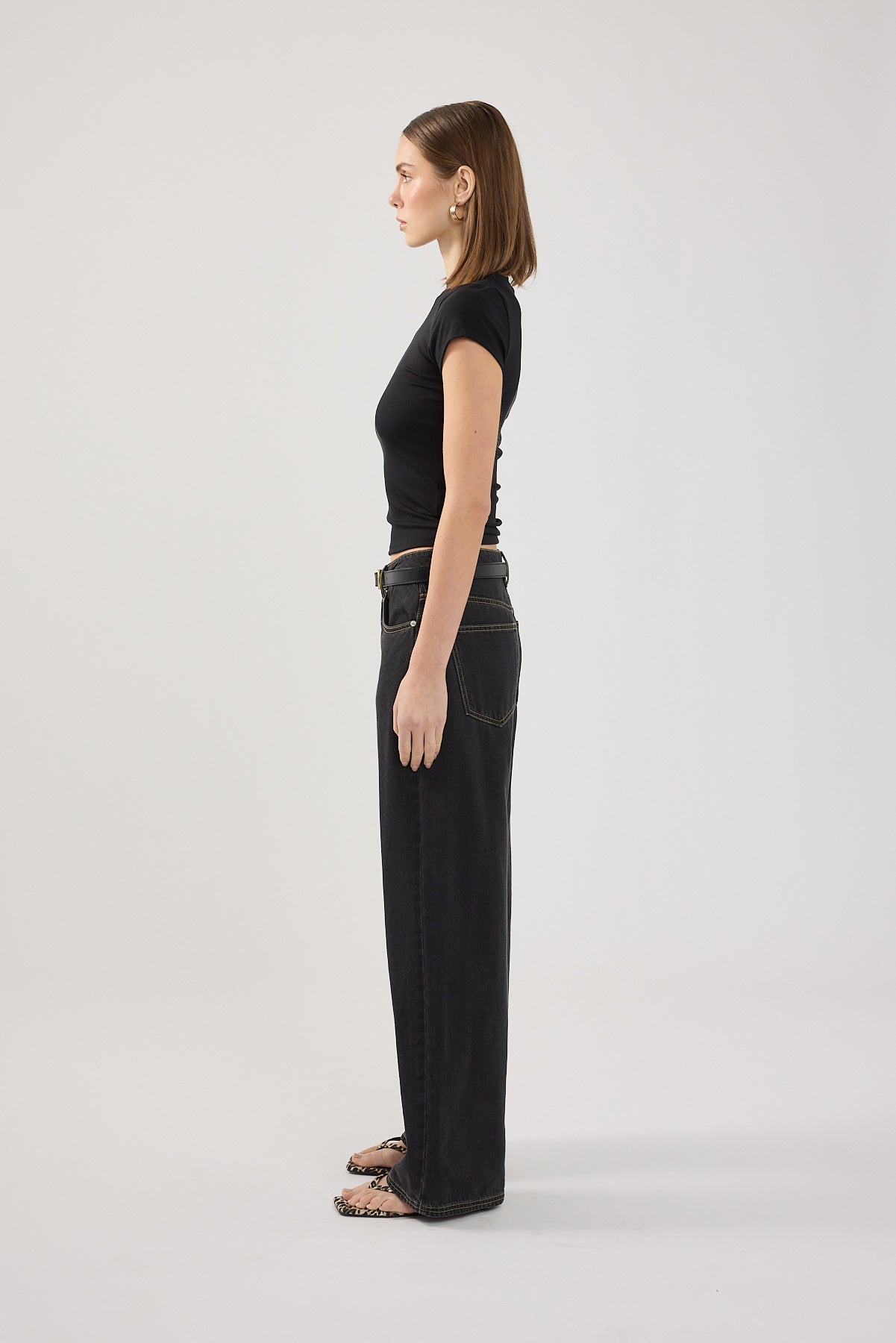 Perfect Stranger Longline Cap Sleeve Tee Black