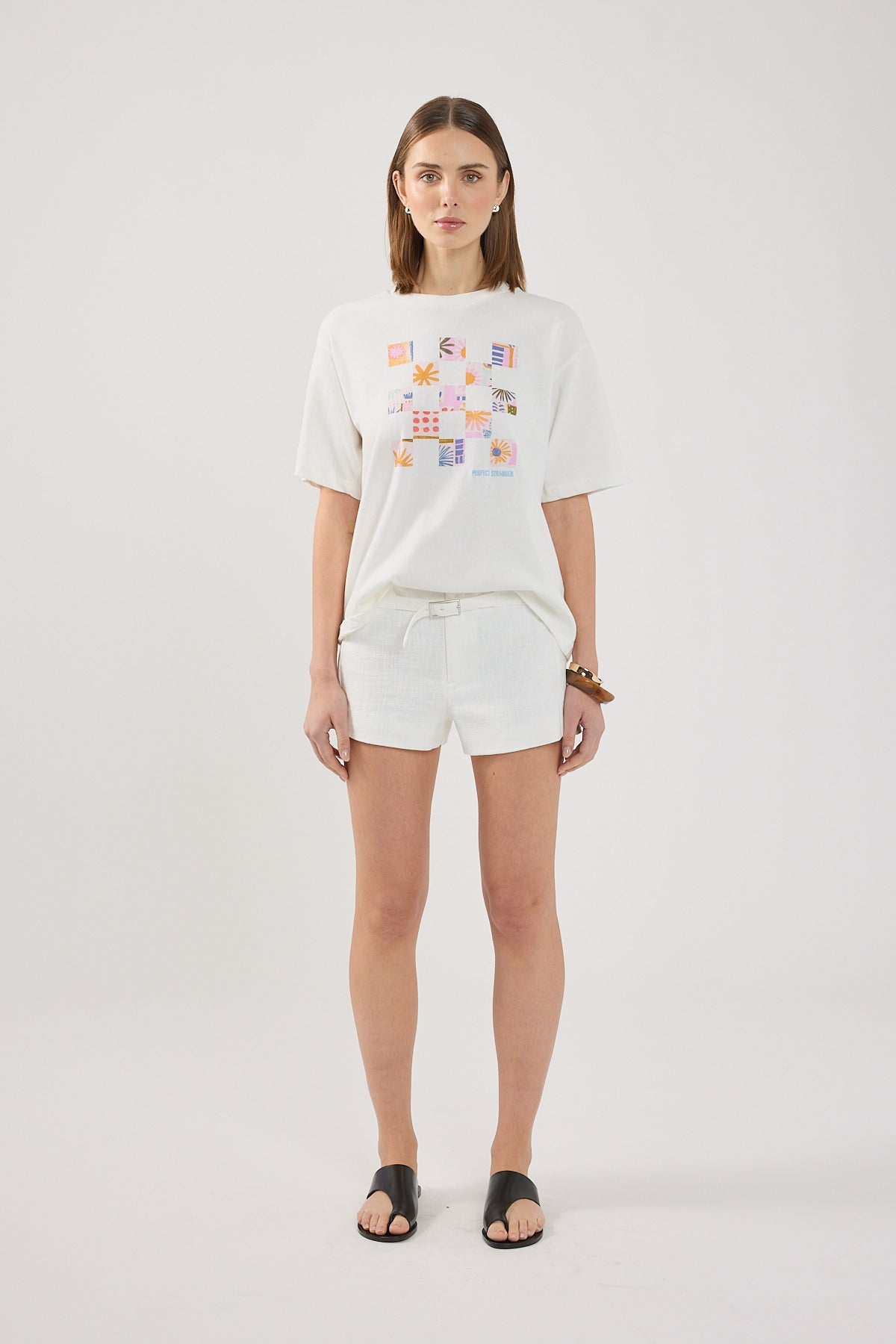 Perfect Stranger Tiled Oversized T-Shirt White