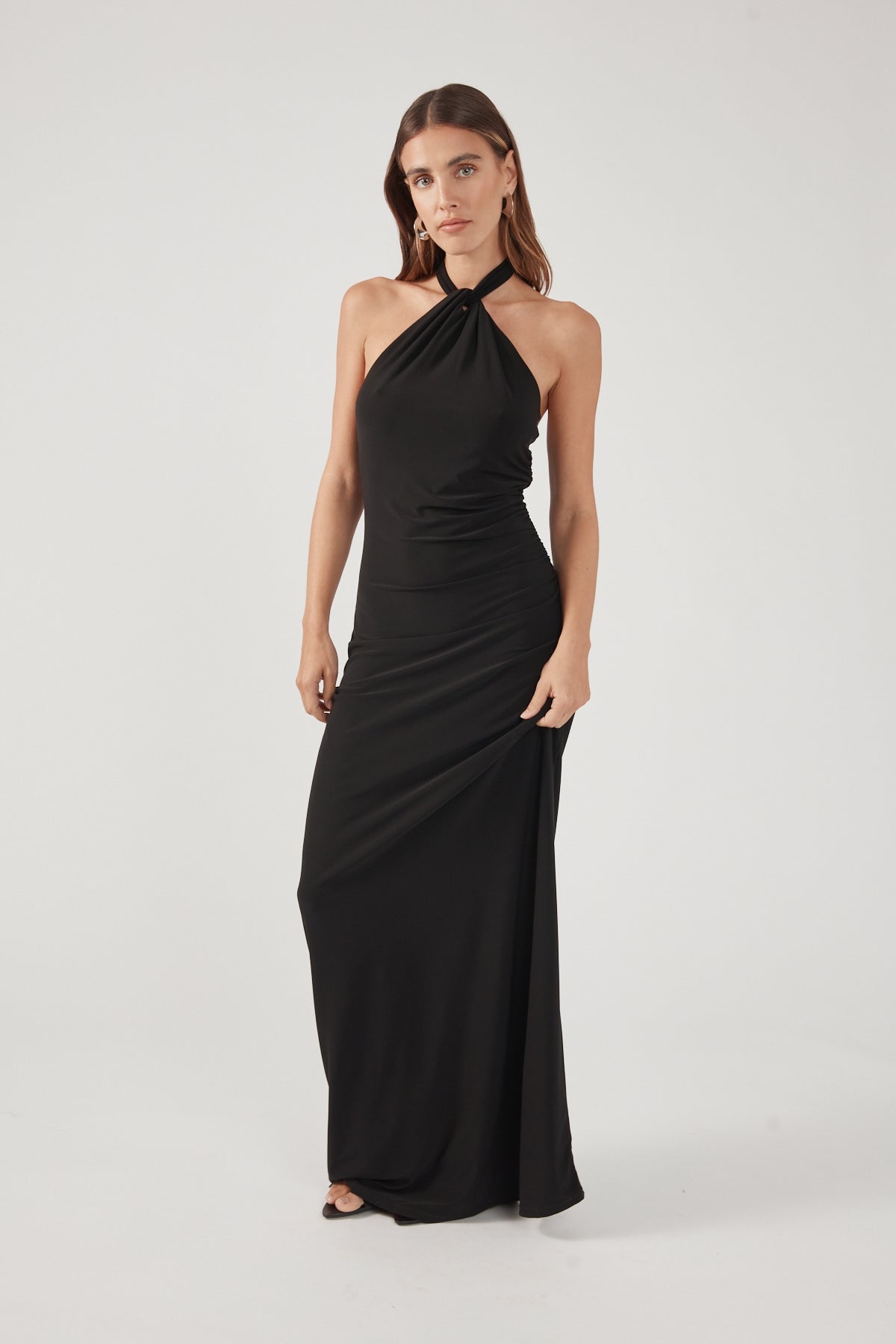 ワンピースその他 [SOMEWHEREBUTTER] HALTER NECK LONG DRESS Perfect Stranger Isla Halter Twist Maxi Dress Black