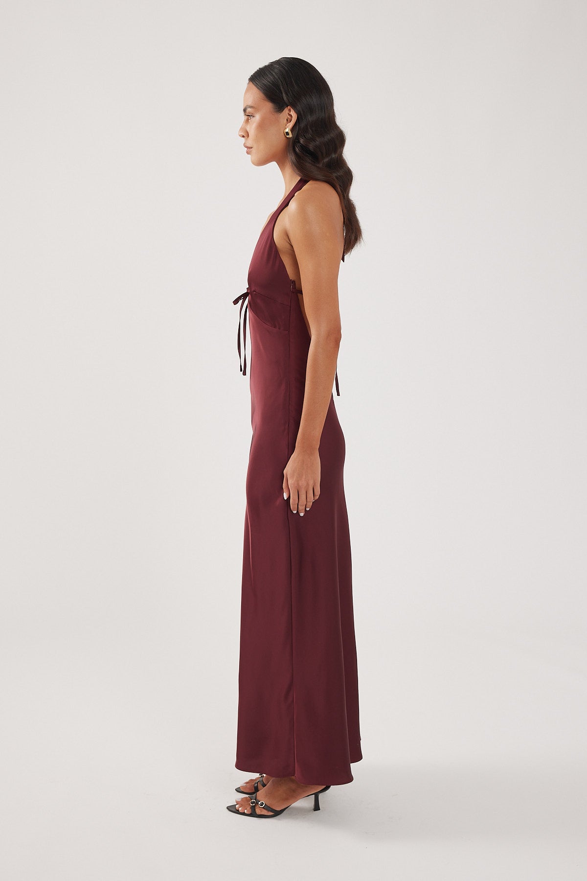 Perfect Stranger Kennedy Halter Maxi Dress Burgundy