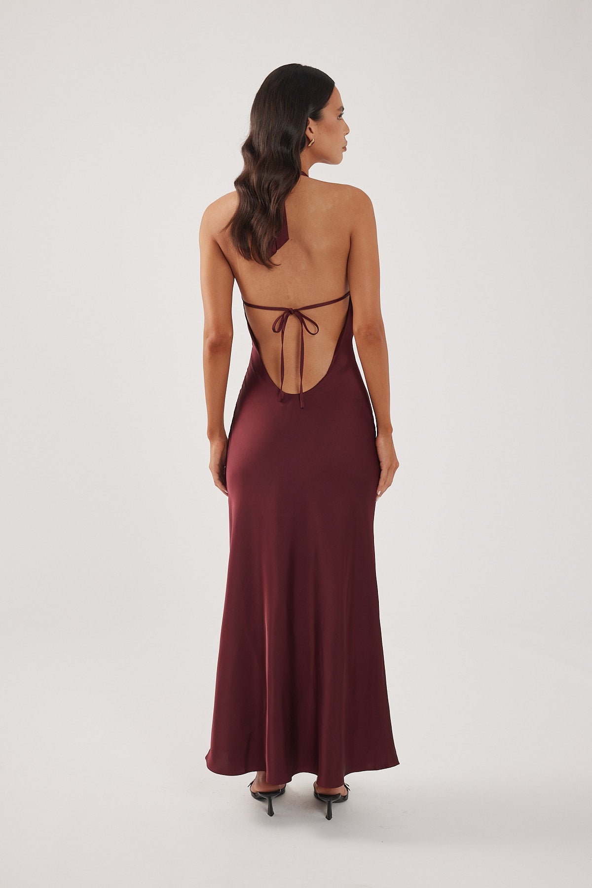 Perfect Stranger Kennedy Halter Maxi Dress Burgundy