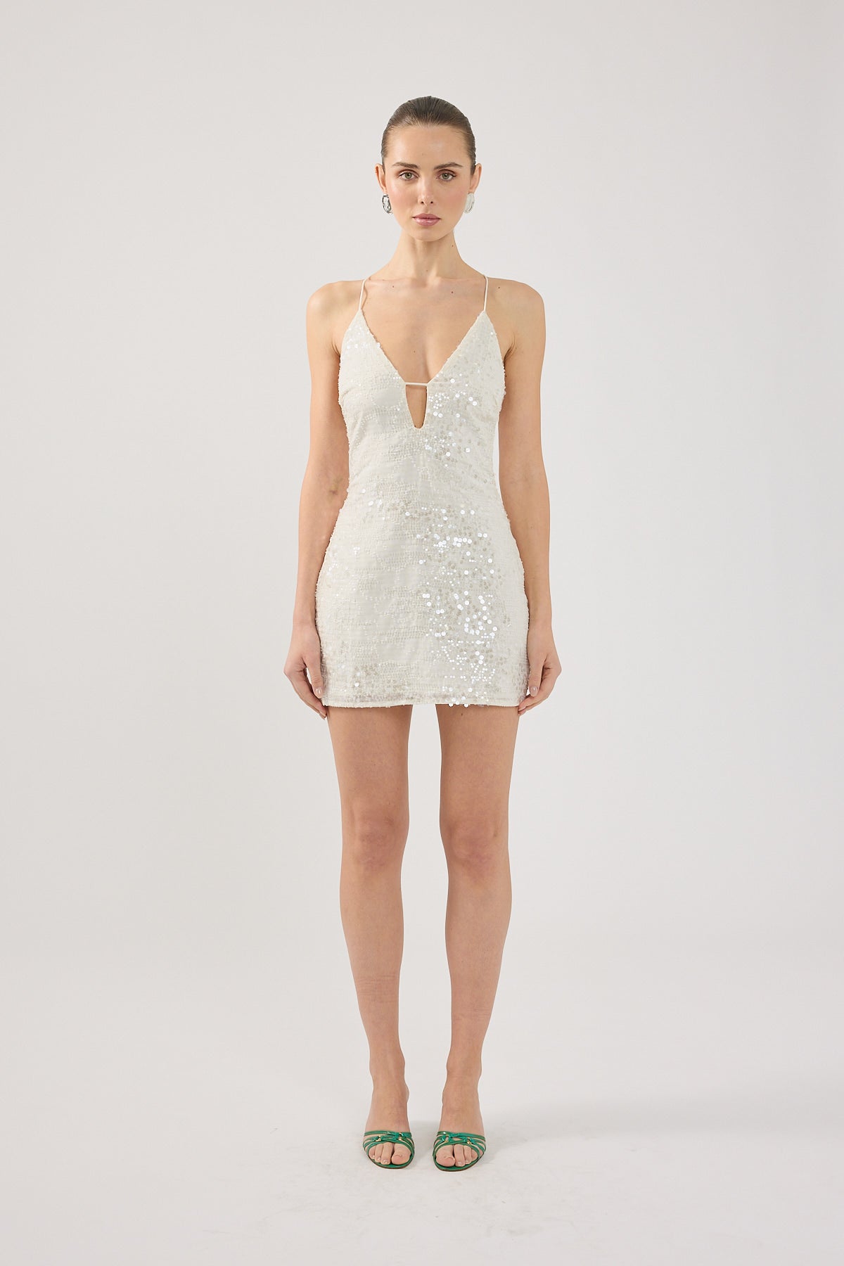 Perfect Stranger Essie Sequin Mini Dress Off White