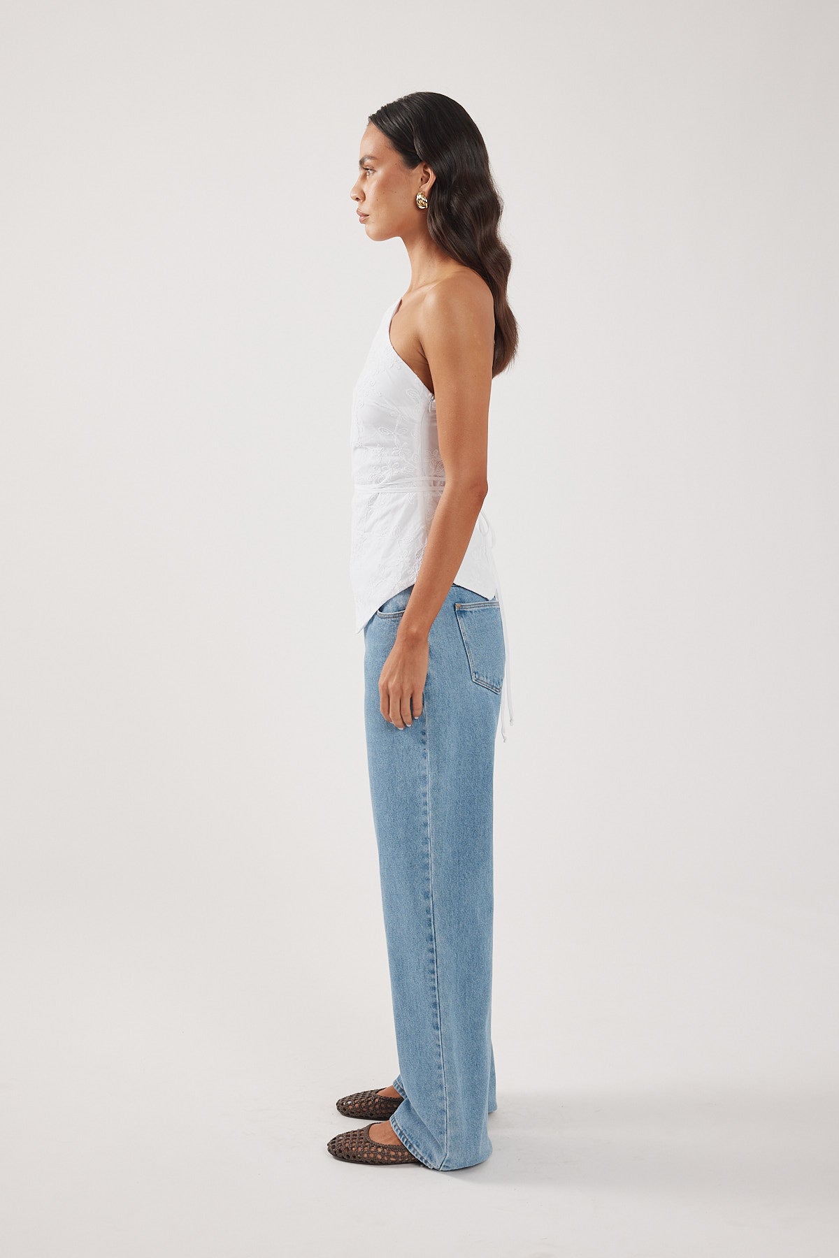 Perfect Stranger Pascal Jacquard Asymmetrical Top White