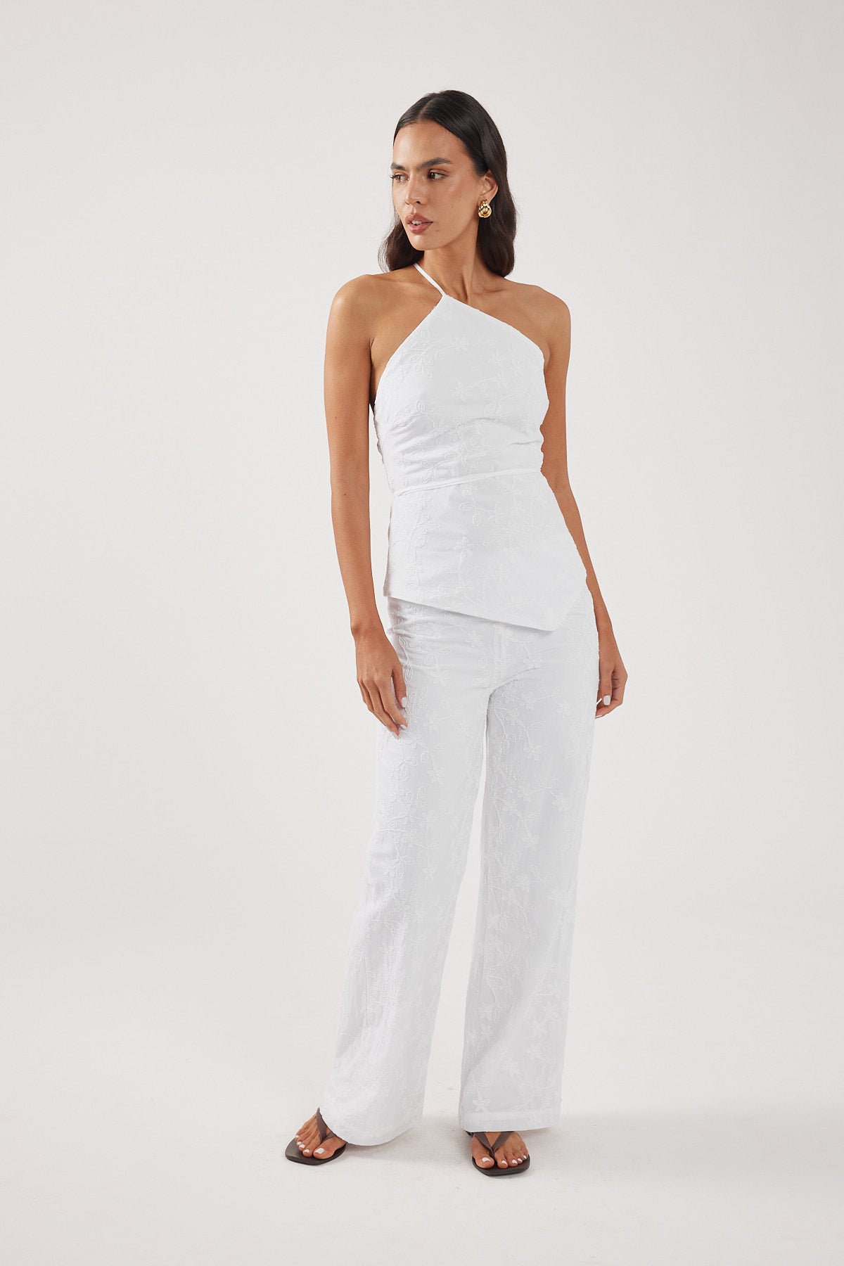 Perfect Stranger Pascal Jacquard Asymmetrical Top White