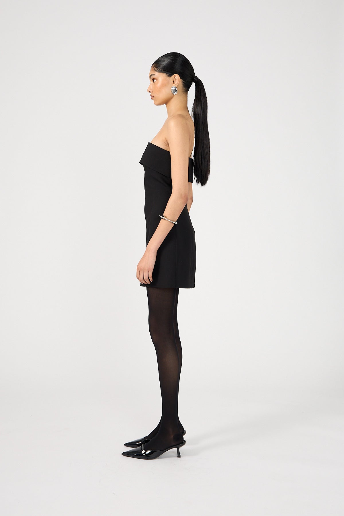 Perfect Stranger Luca Fold Down Strapless Mini Dress Black