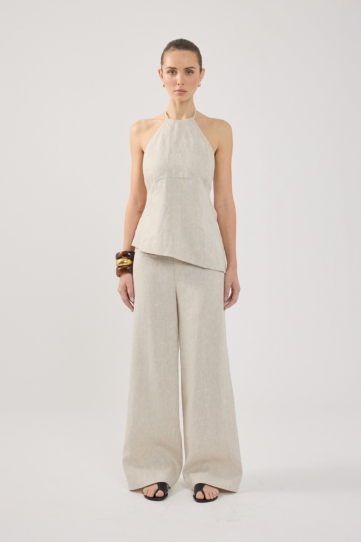 Perfect Stranger Reese Mid Rise Linen Pants Oat