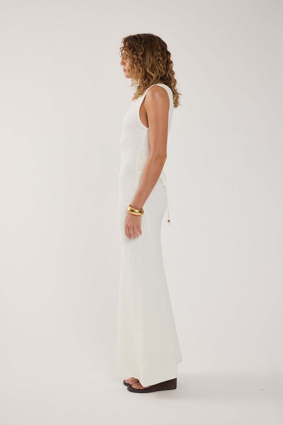 white christmas dresses Into The Sun Crochet V Neck Maxi Dress, Natural M/L