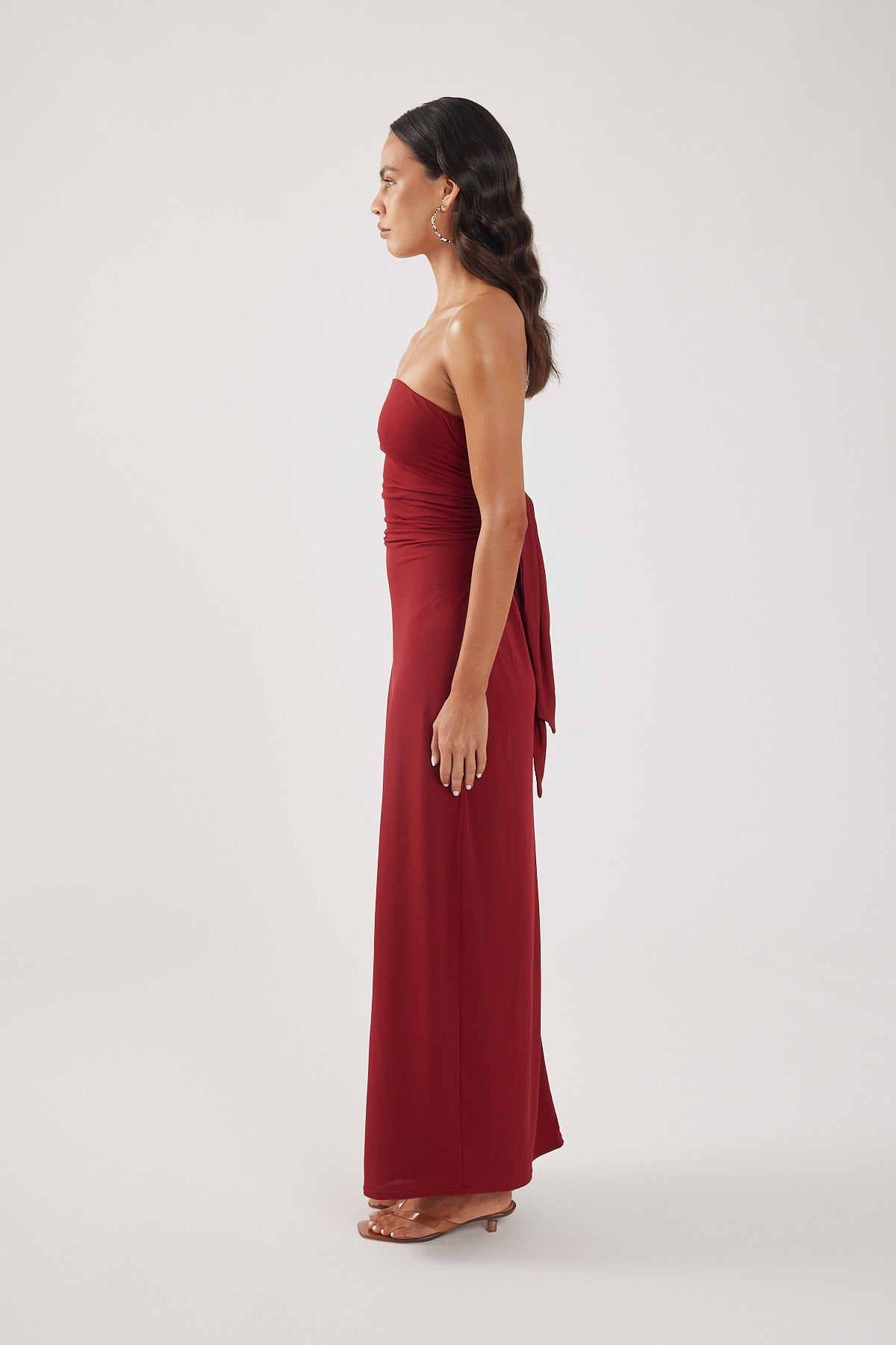 Perfect Stranger Hera Strapless Maxi Dress Burgundy