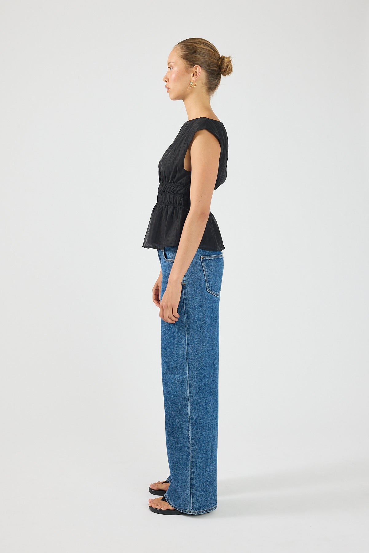 Perfect Stranger Claudette Shirred Top Black