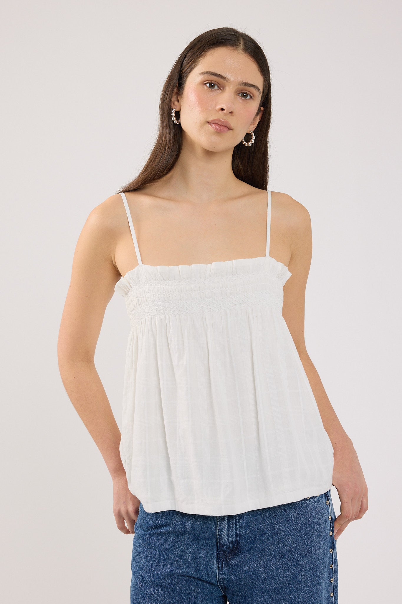 Perfect Stranger Mikey Shirred Top White