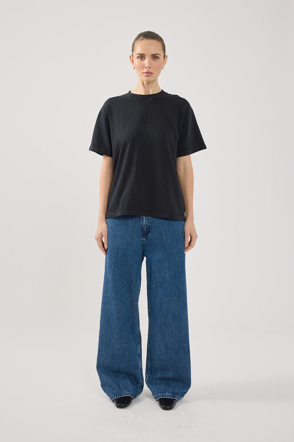 Perfect Stranger Monogram Oversized Tee Washed Black