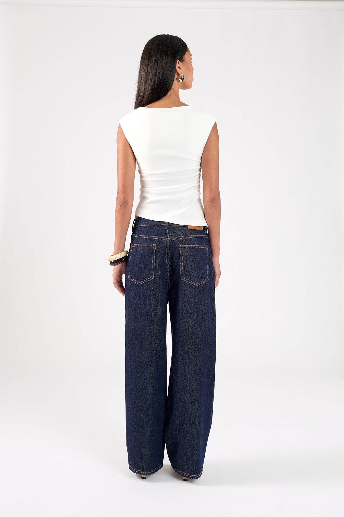 Perfect Stranger Luciana Boat Neck  Top White