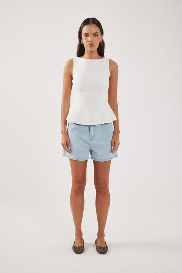 Perfect Stranger Low Rise relaxed Denim Short Light Blue