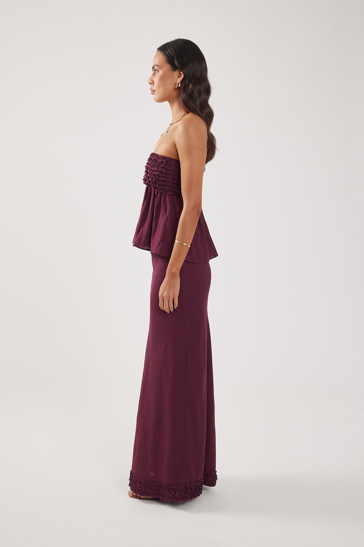 Perfect Stranger Jada Frill Strapless Top Plum