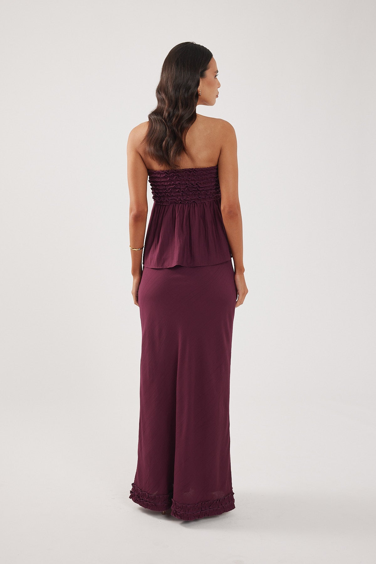 Perfect Stranger Jada Frill Strapless Top Plum