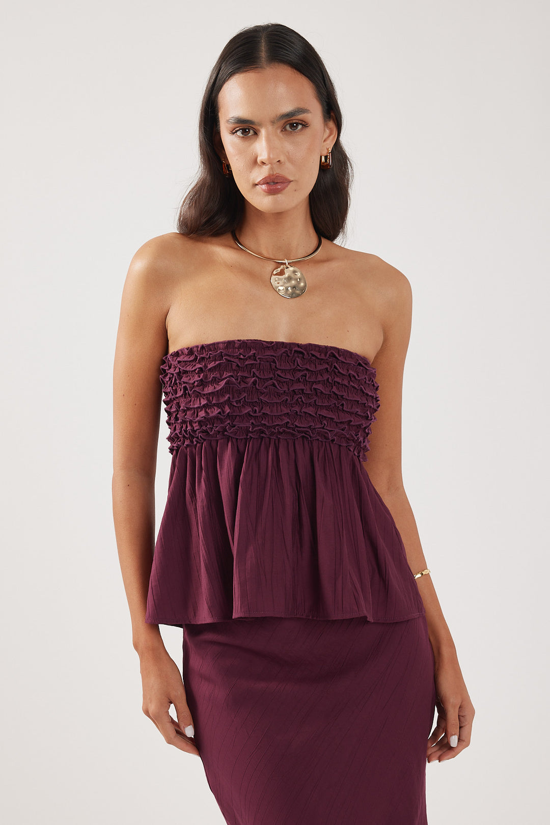Perfect Stranger Stevie Linen Strapless Top Dark Choc