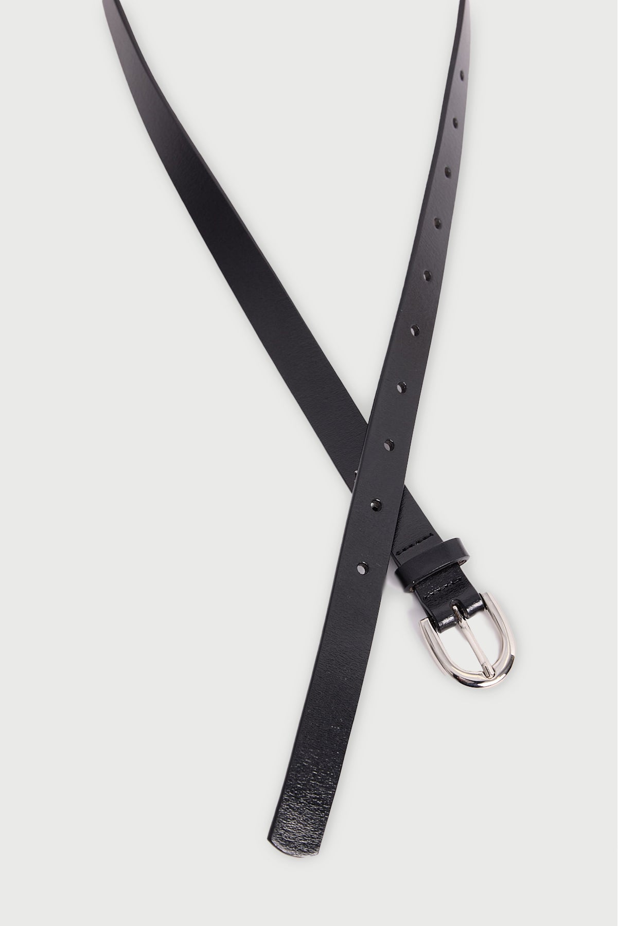 Perfect Stranger Ryder Leather Skinny Belt Black
