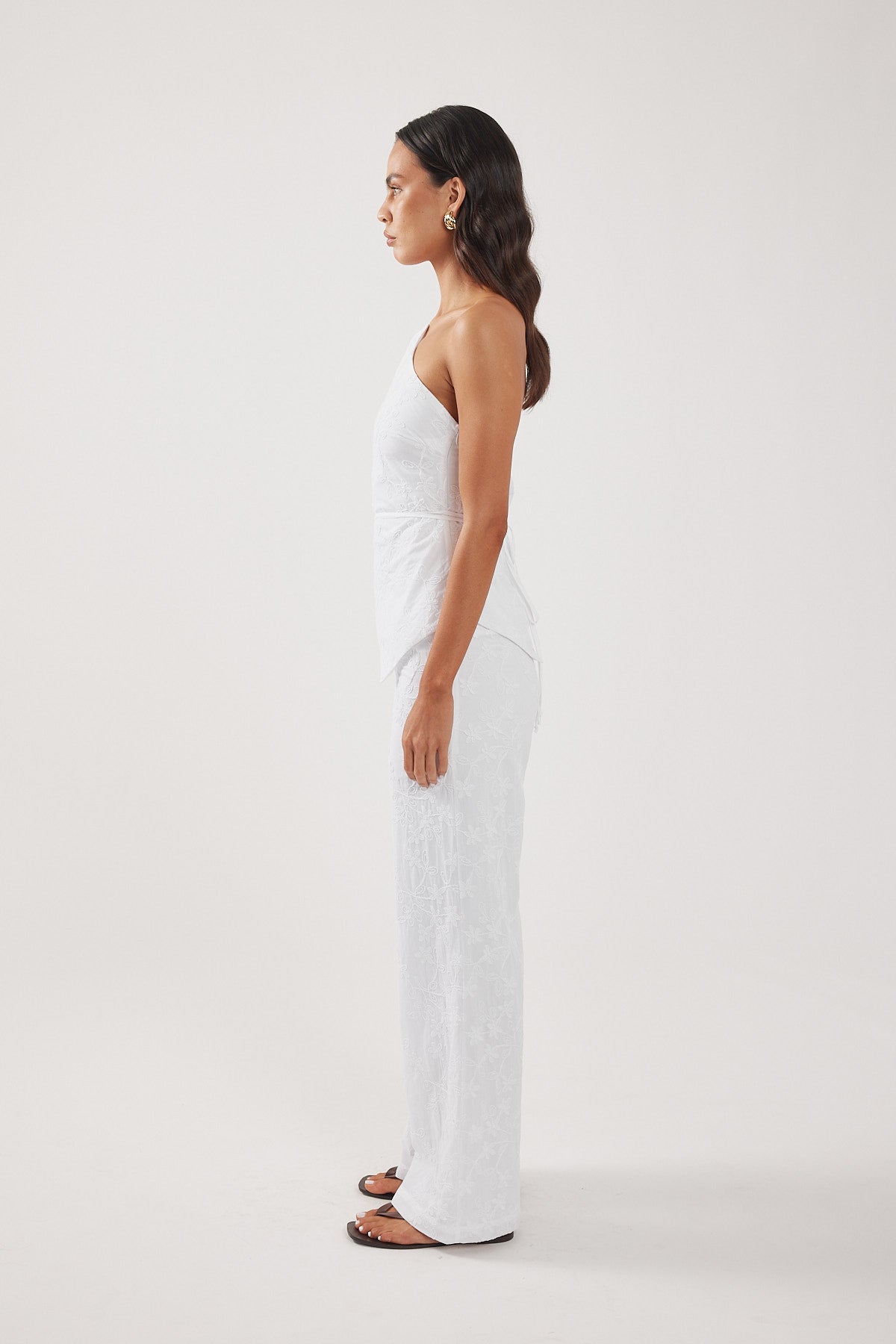 Perfect Stranger Pascal Jacquard Mid Rise Pant White