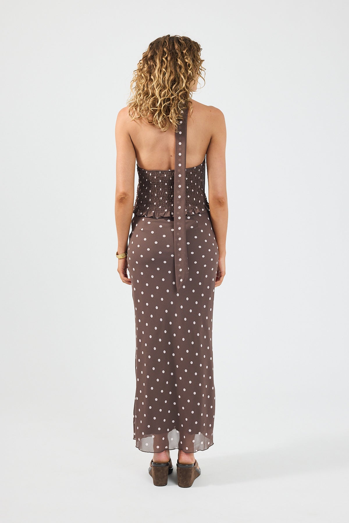 Perfect Stranger Polka Wish Maxi Skirt Brown