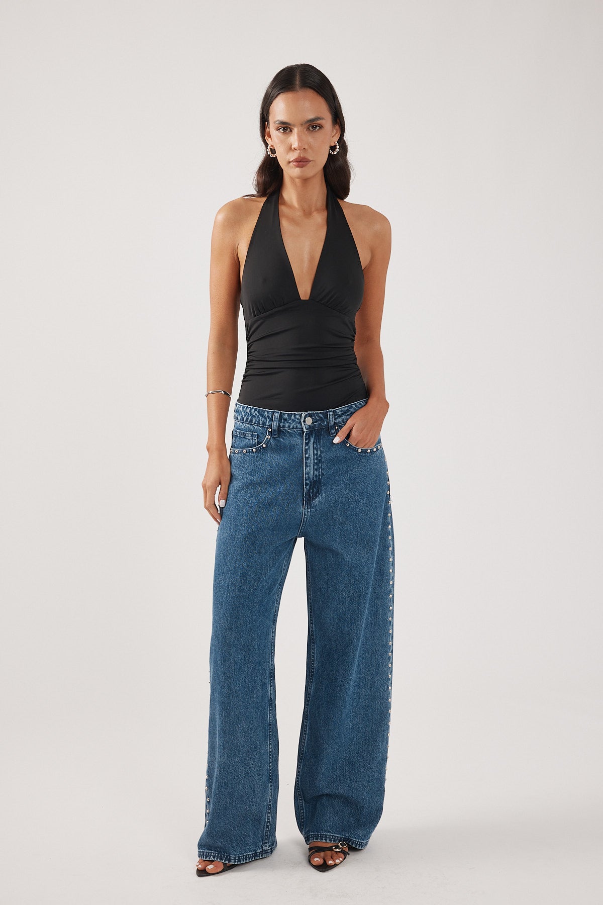 Perfect Stranger Ryder Halter Bodysuit Black