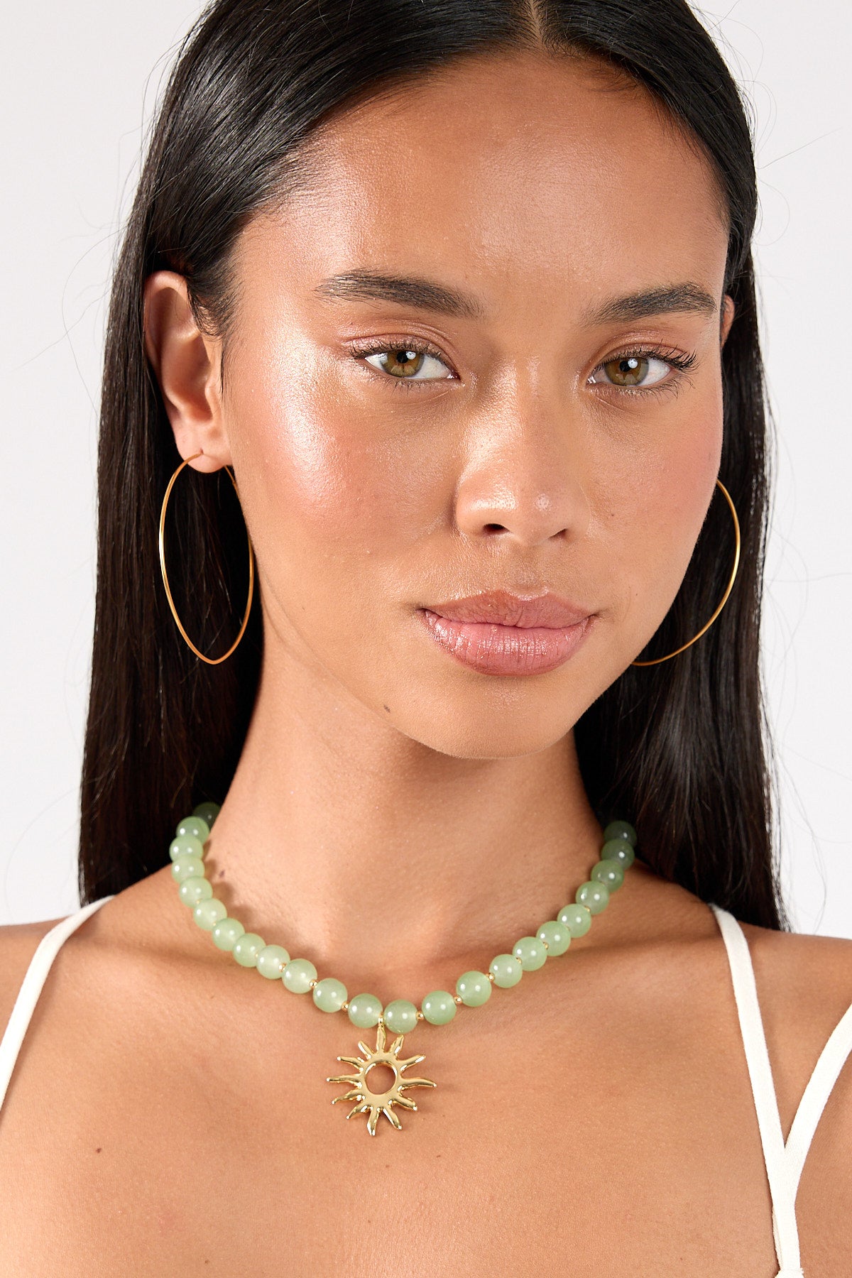 Perfect Stranger Sunray Beaded Necklace Green