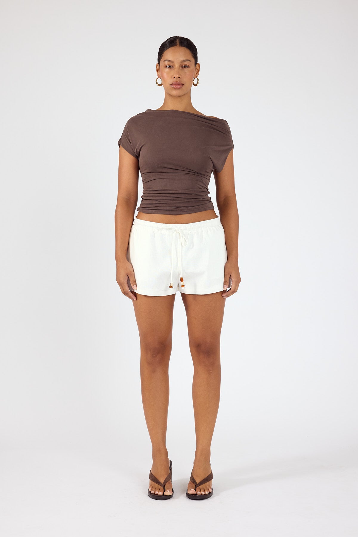 Perfect Stranger Juni Linen Bead Short White