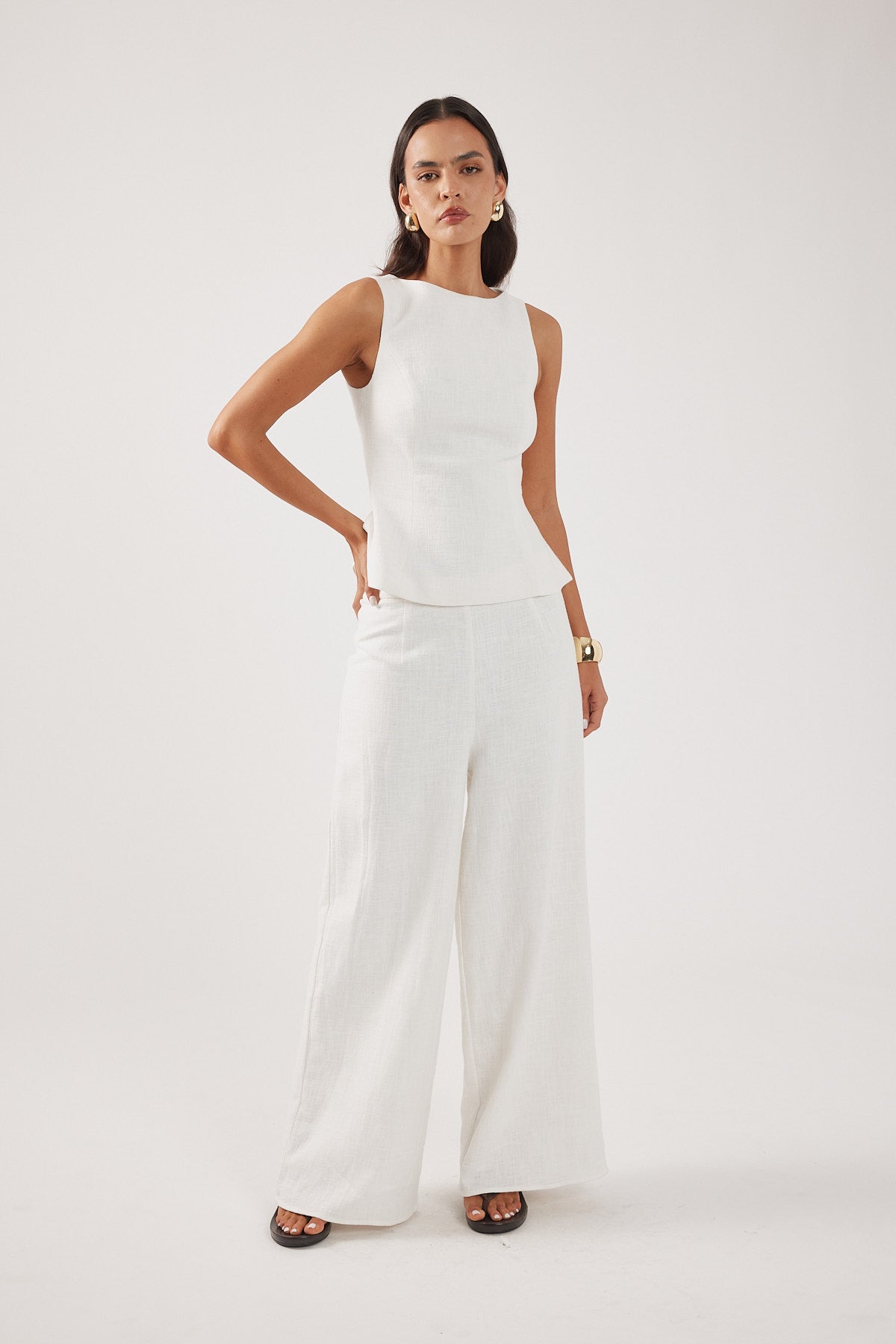 Perfect Stranger Menorca Boat Neck Top Off White