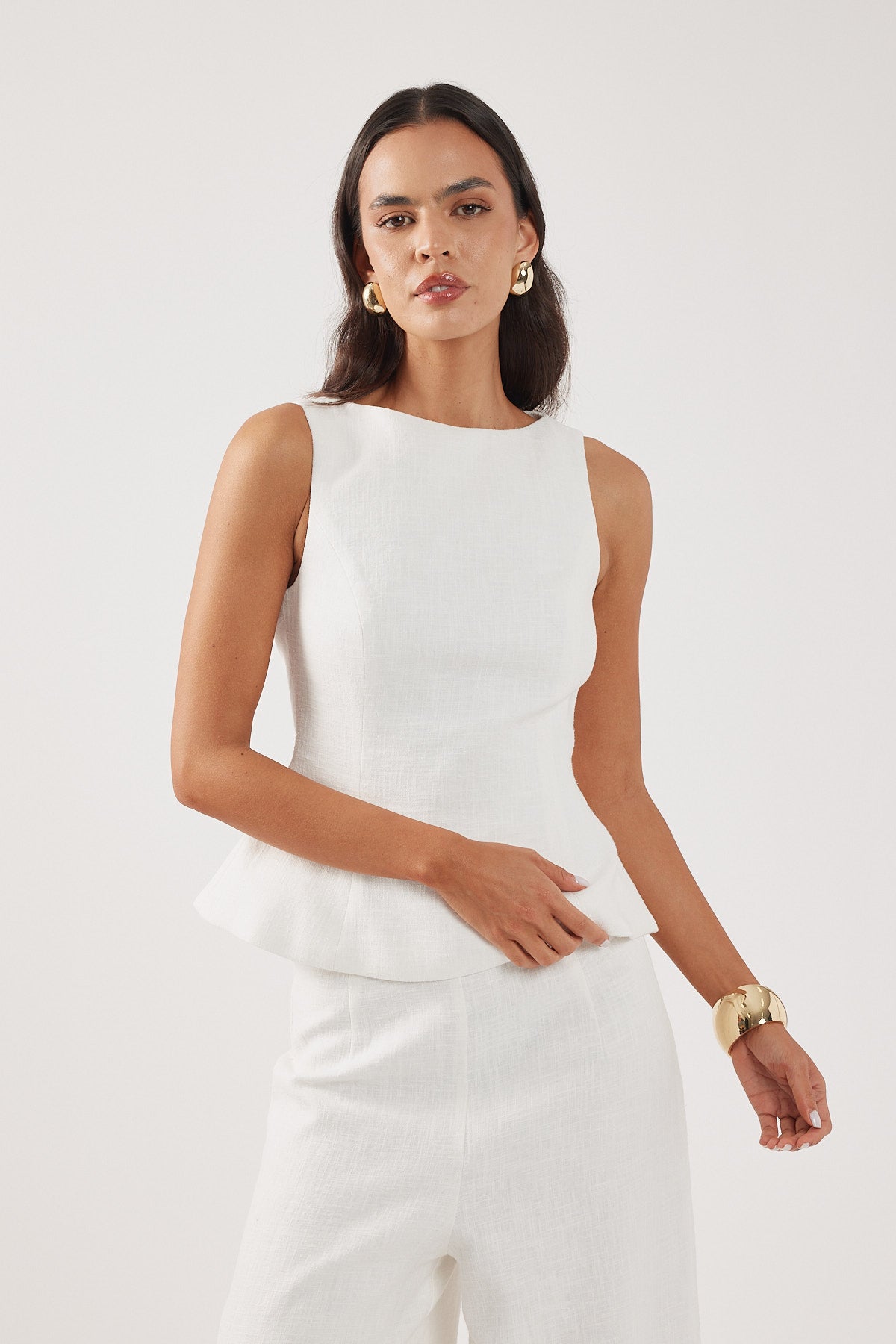 Perfect Stranger Menorca Boat Neck Top Off White