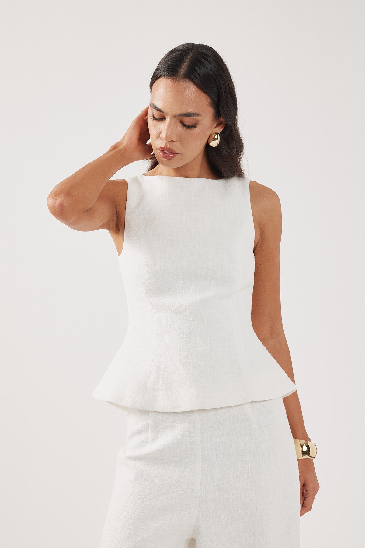 Perfect Stranger Menorca Boat Neck Top Off White