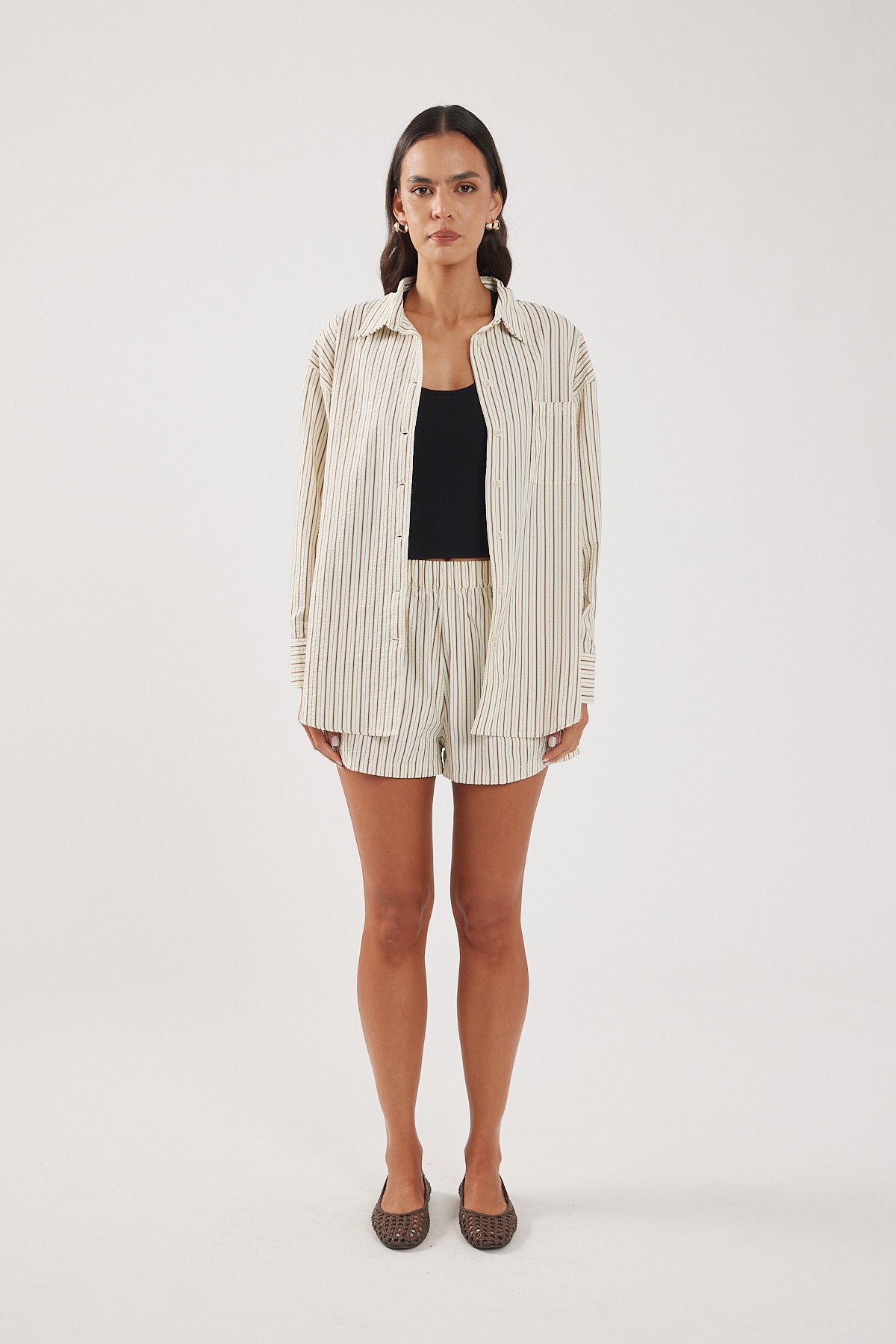 Perfect Stranger Hudson Tie Back Shirt White Stripe