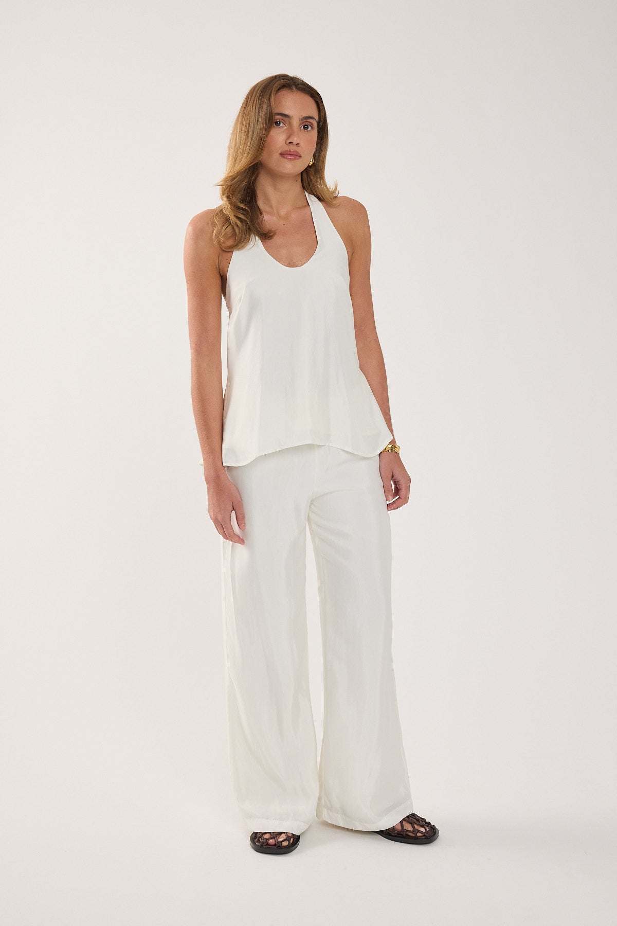 Perfect Stranger Jamie Cupro Mid Rise Pants White