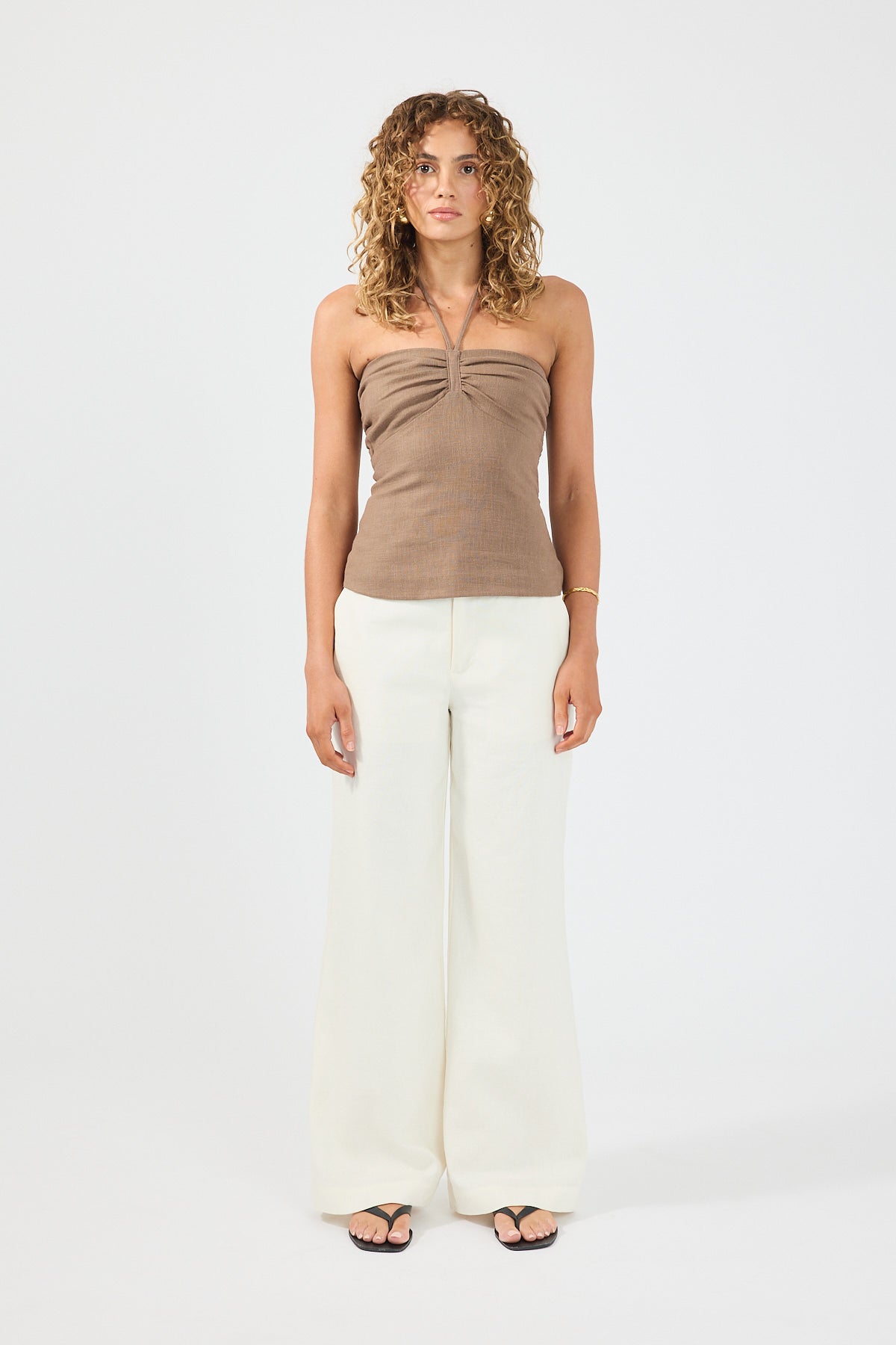 Perfect Stranger Banco Linen Low Rise Pants Off-White
