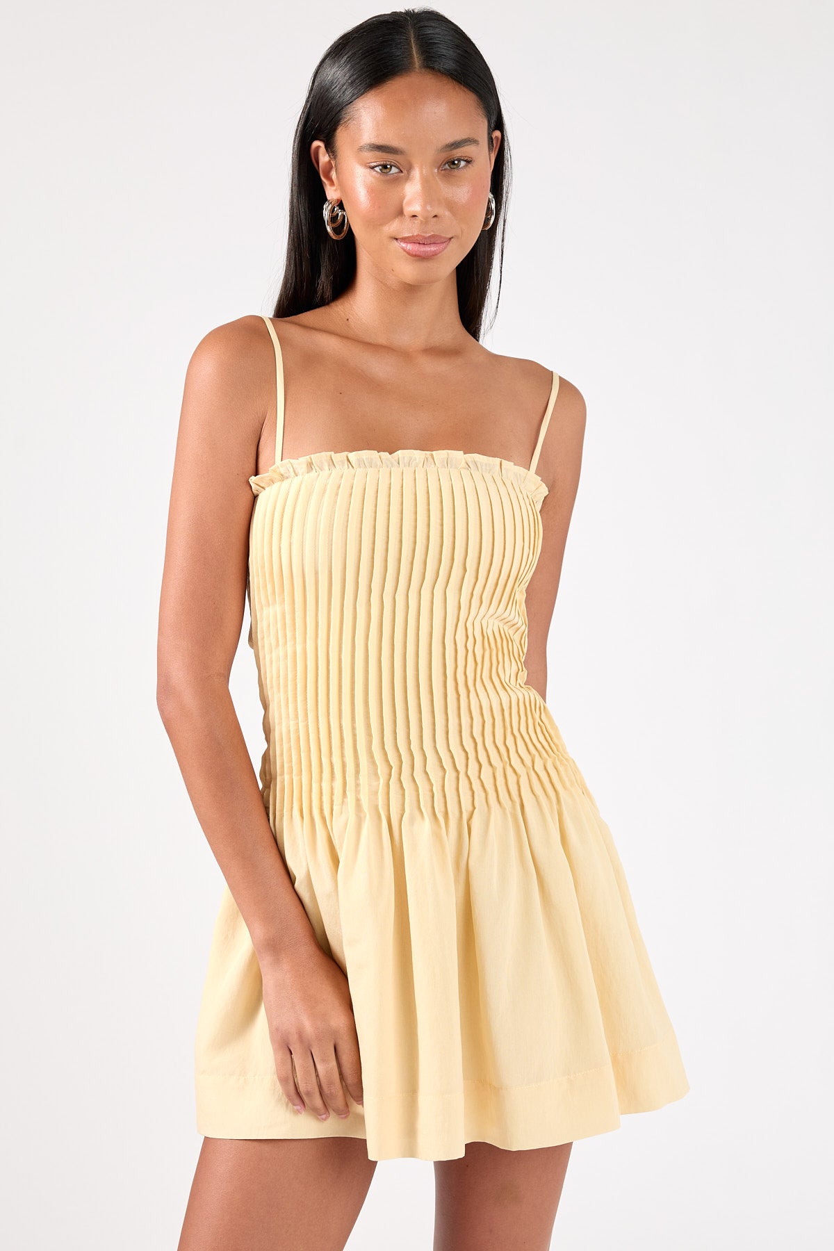 Perfect Stranger Cameron Pintuck Mini Dress Butter