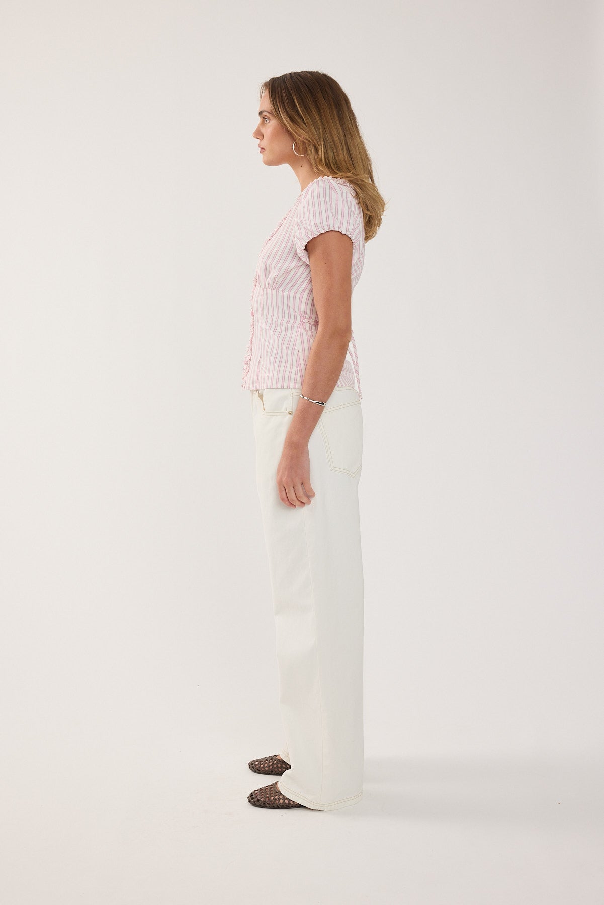 Perfect Stranger Lolita Short Sleeve Blouse Pink Stripe