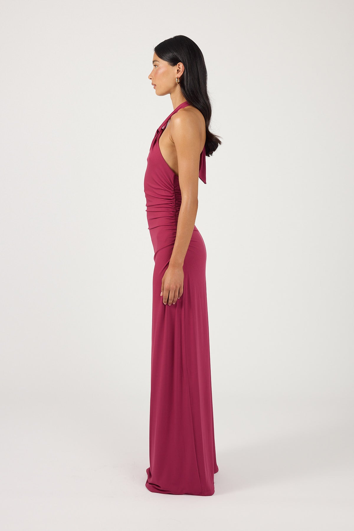 Perfect Stranger Isla Halter Twist Maxi Dress Burgundy