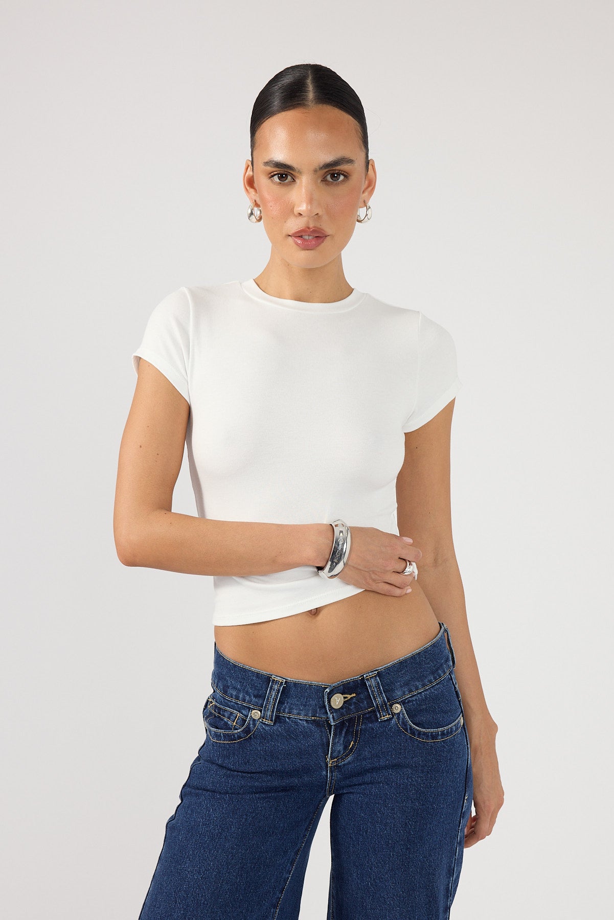 Perfect Stranger Better Viscose Cap Sleeve Tee White
