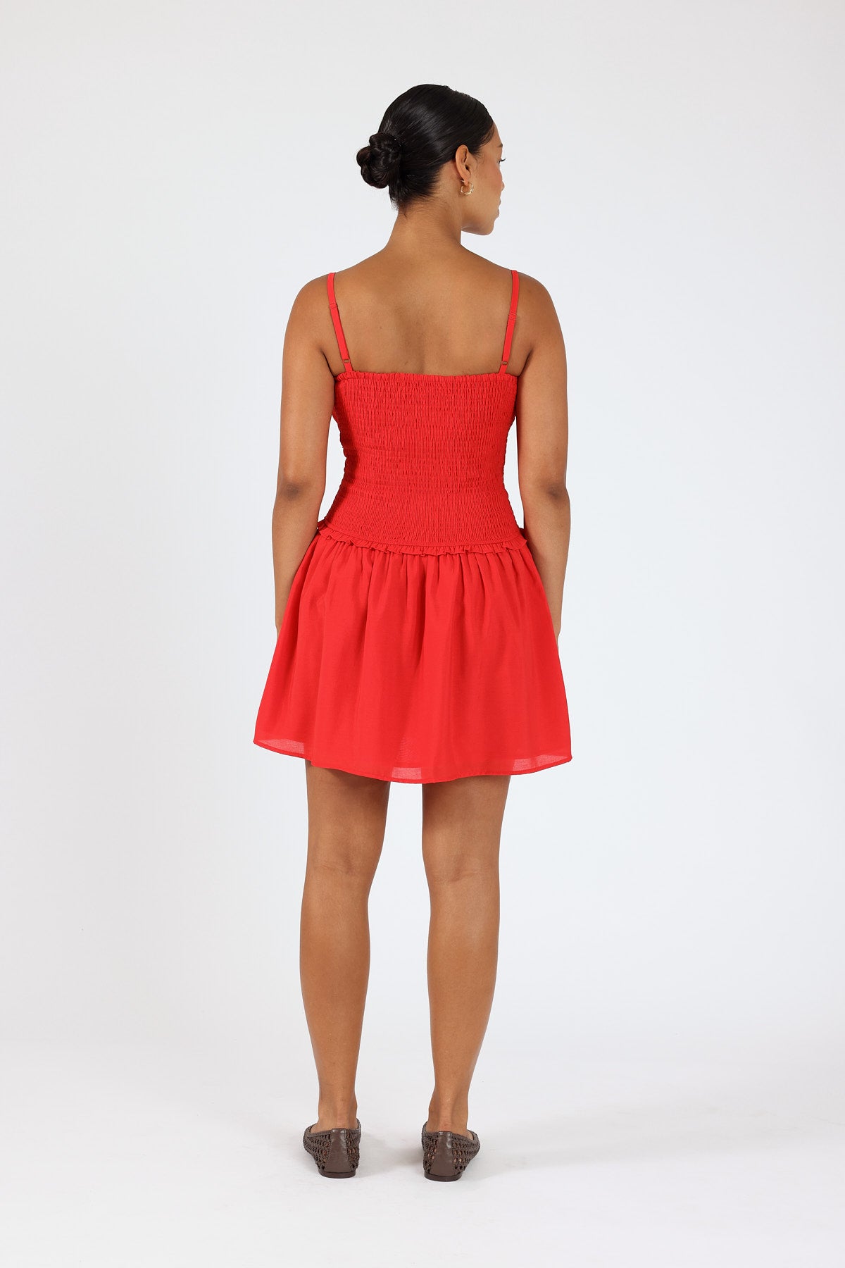 Perfect Stranger Ellis Shirred Mini Dress Red