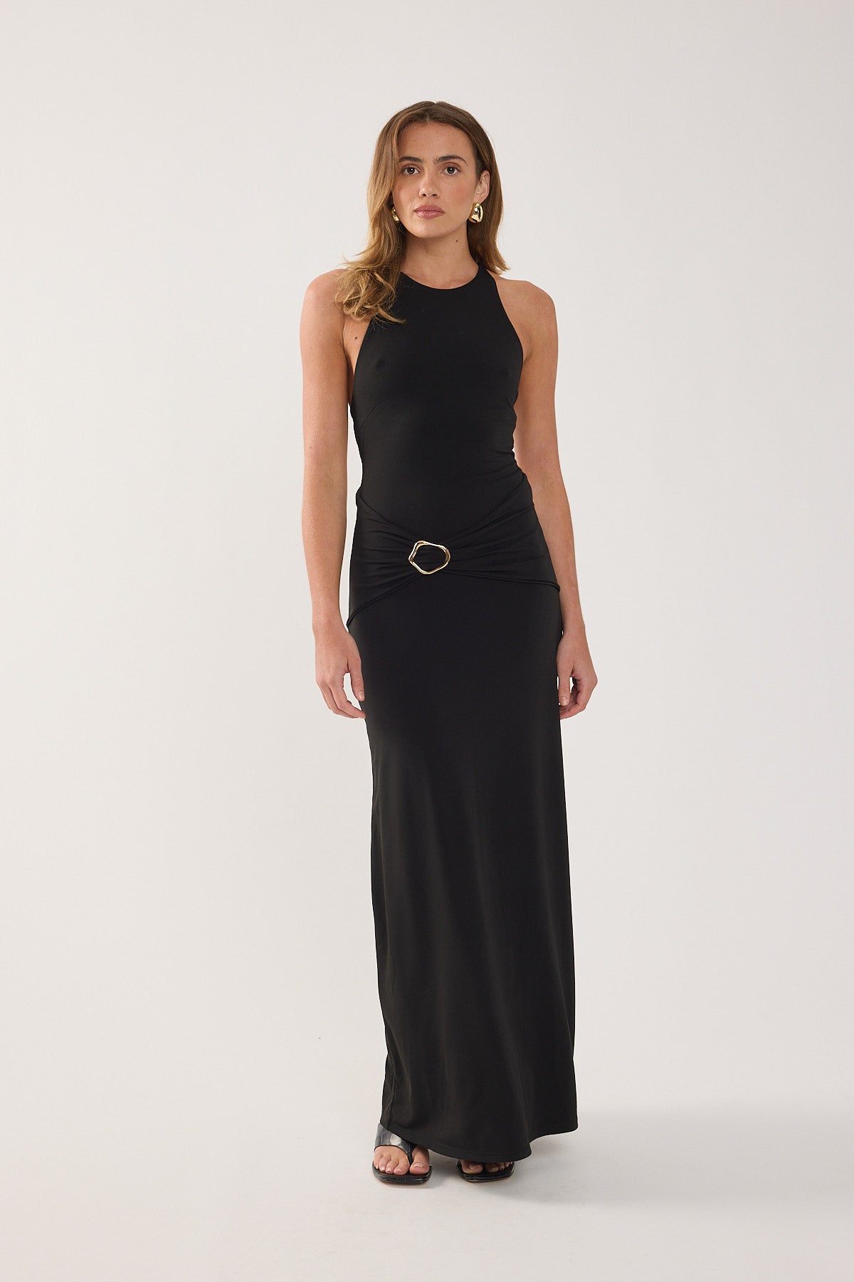 Perfect Stranger Dorian Buckle Maxi Dress Black
