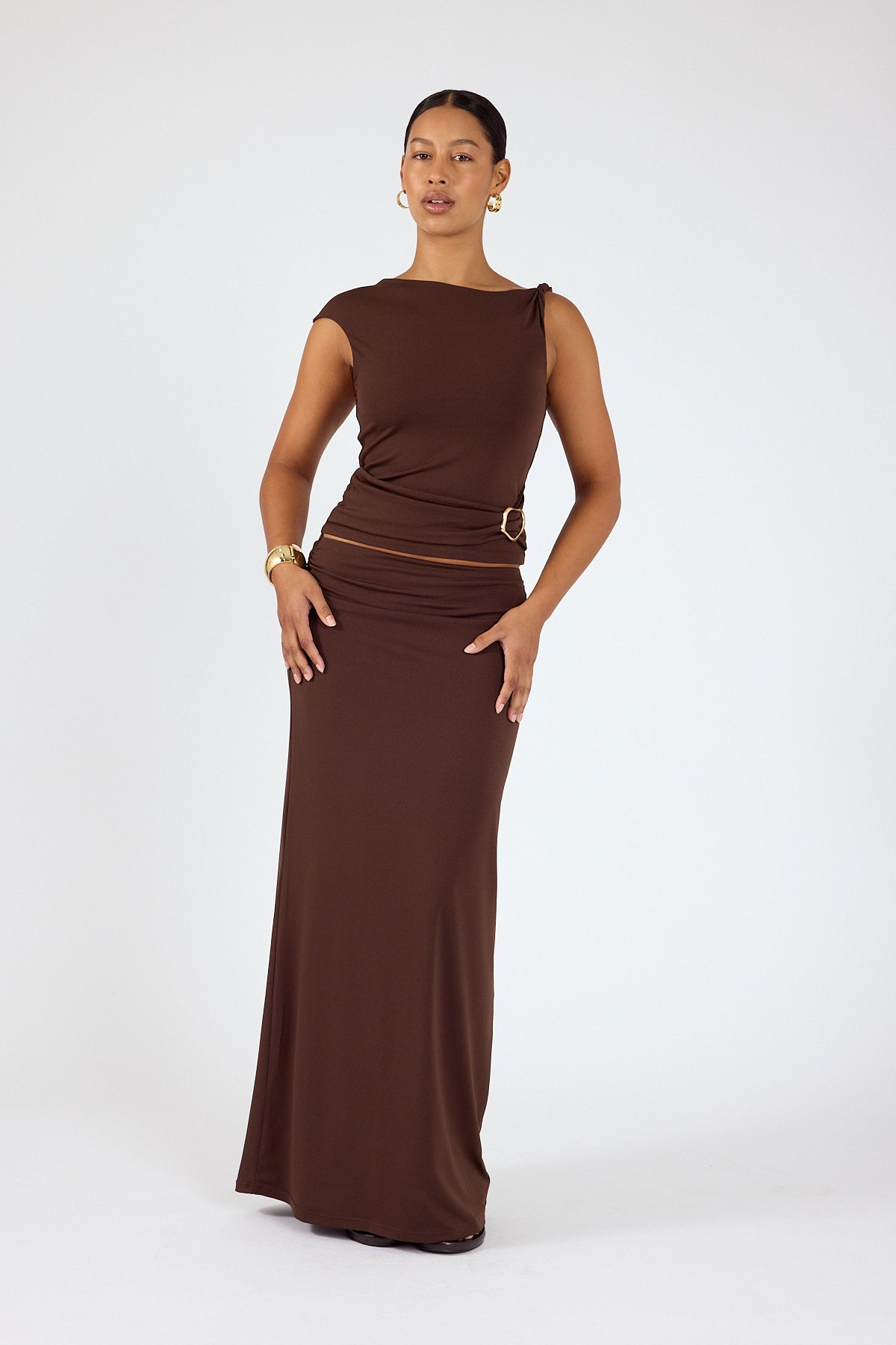 Perfect Stranger Dorian Maxi Skirt Brown