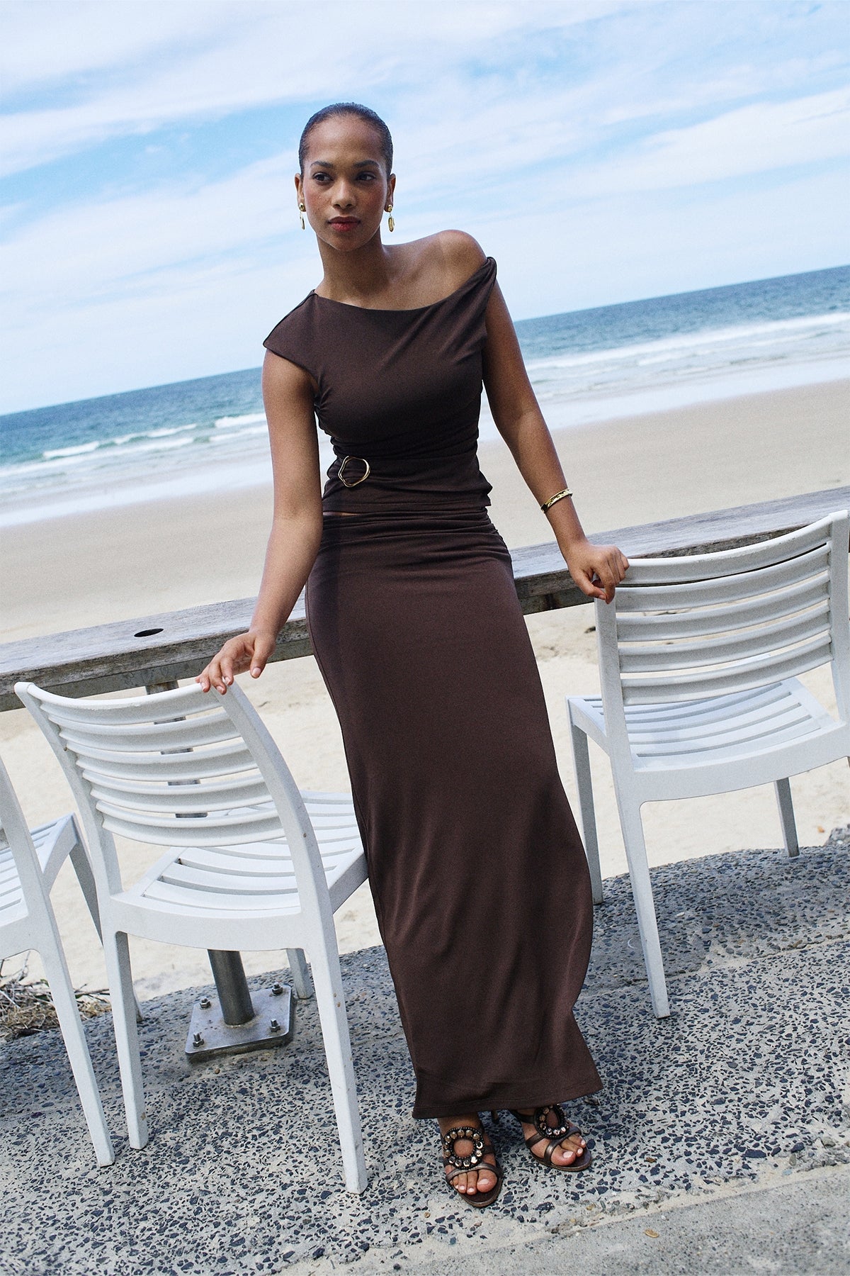 Perfect Stranger Dorian Maxi Skirt Brown