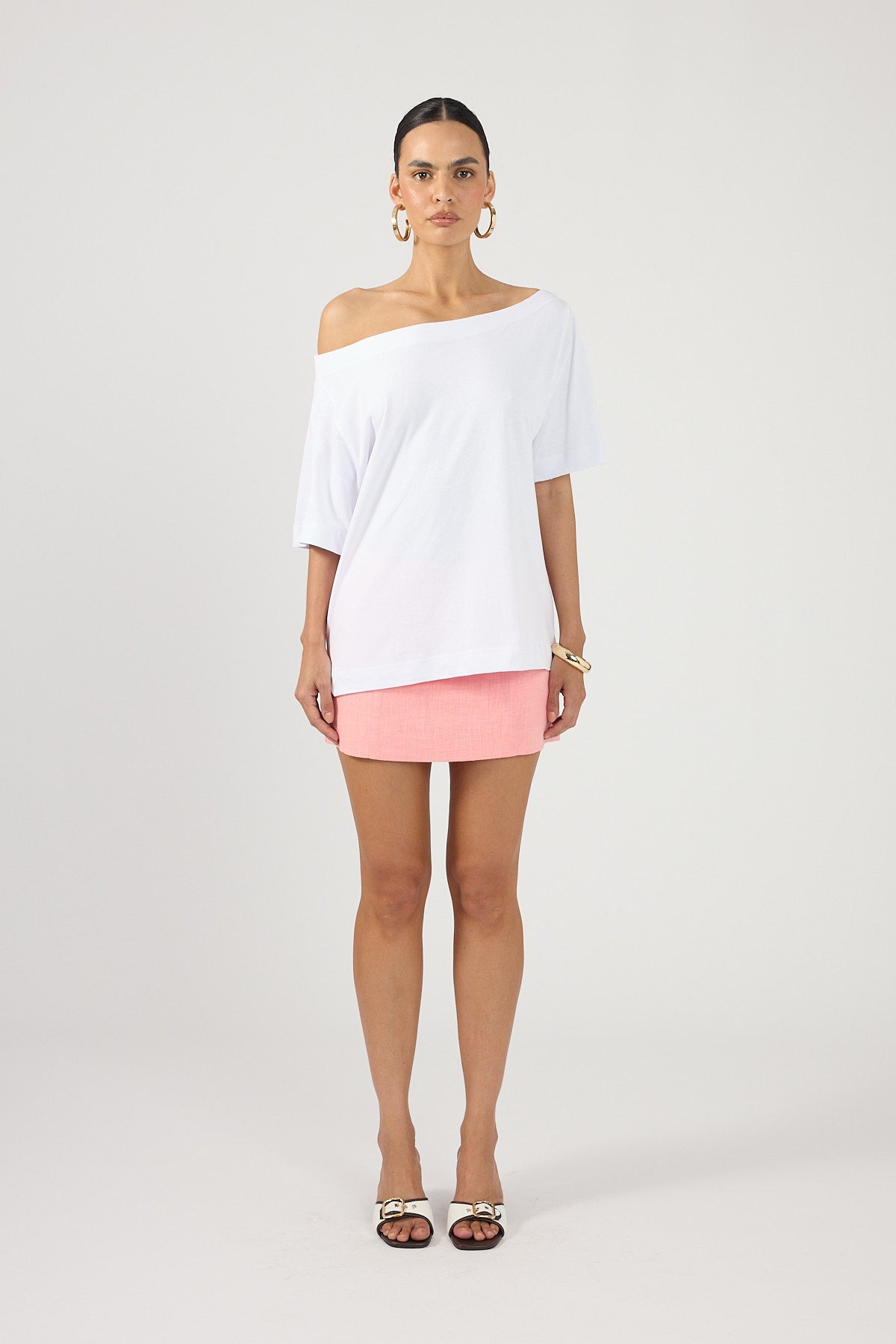 Perfect Stranger Oversized Boat Neck Tee White