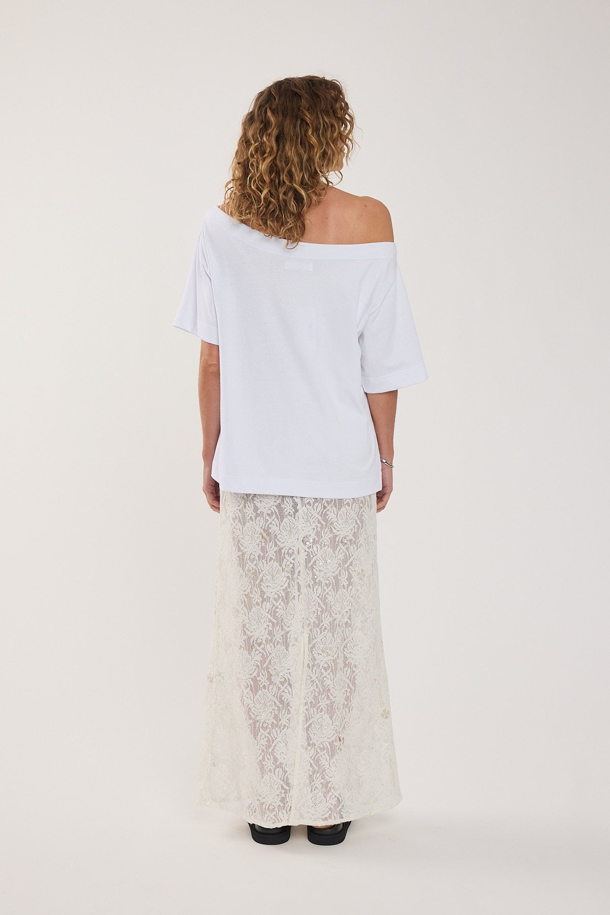 Perfect Stranger Oversized Boat Neck Tee White