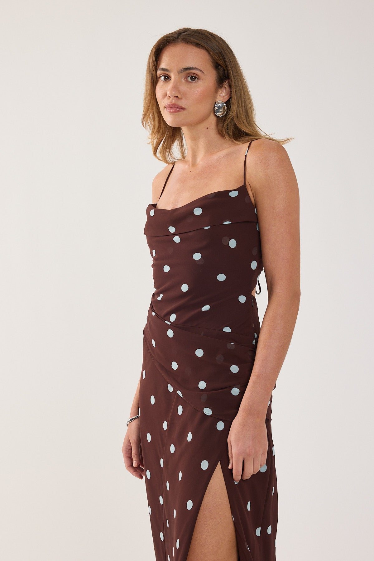 Perfect Stranger Naya Polka Maxi Dress Blue/Brown Polka Perfect Stranger Naya Polka Maxi Dress Blue/Brown Polka