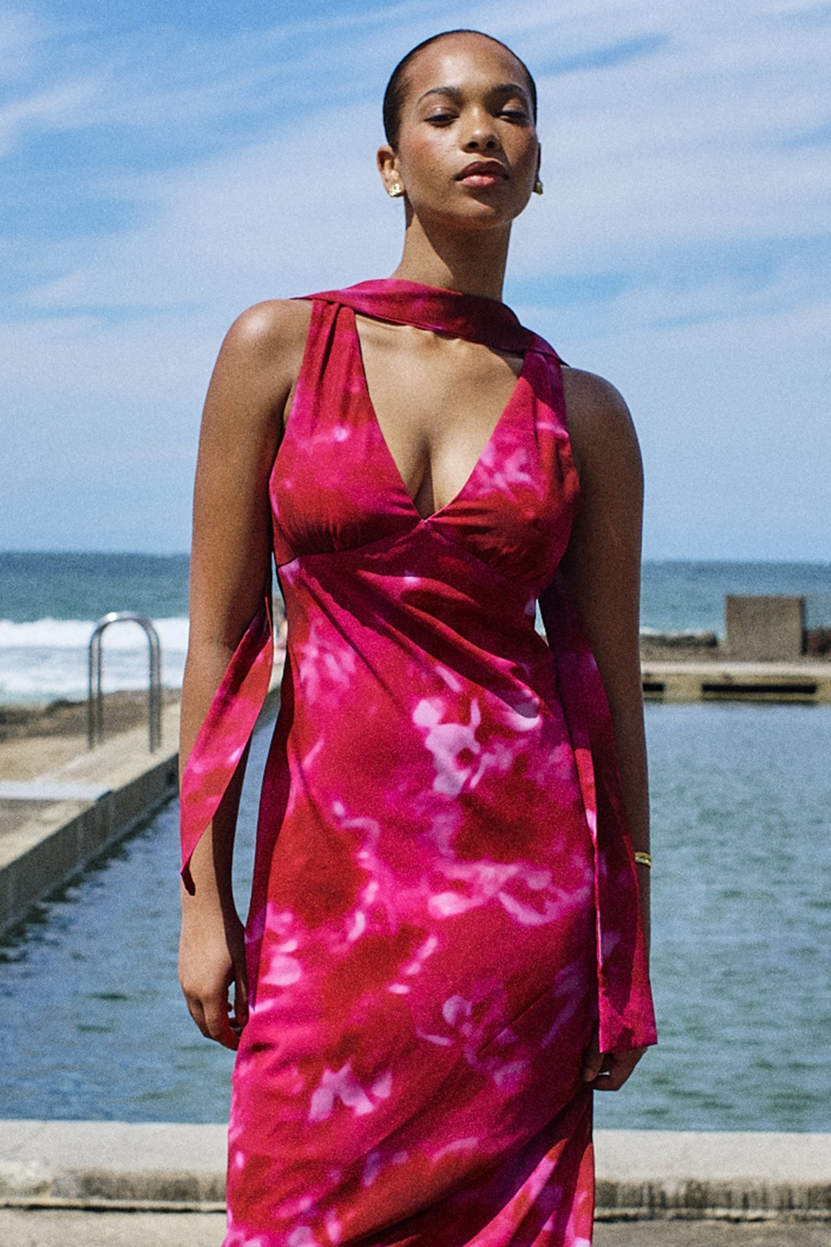 Perfect Stranger Cerise Maxi Dress Pink Print