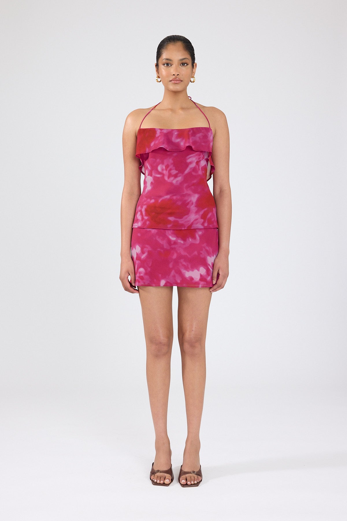 Perfect Stranger Cerise Scarf Top Pink Print