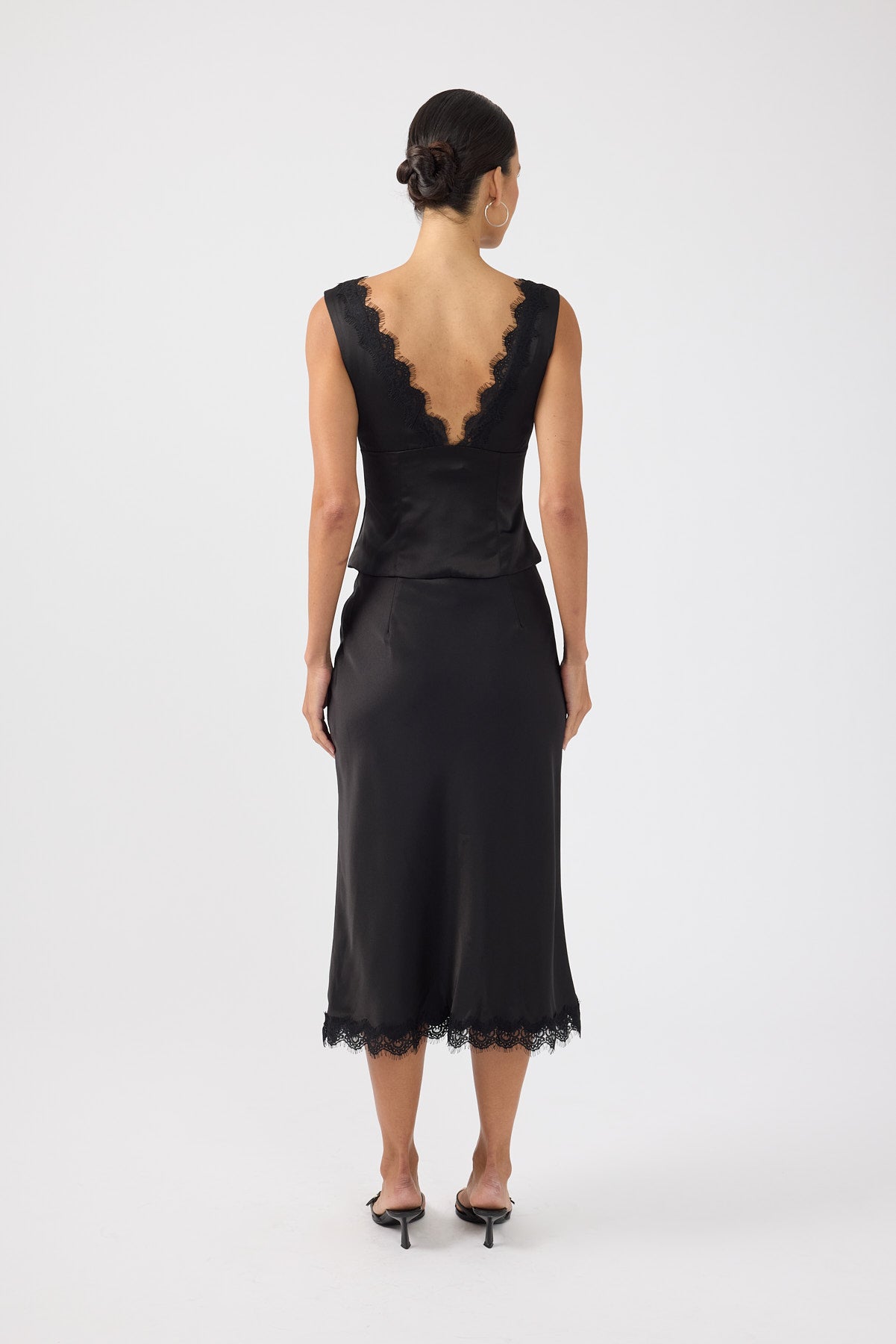 Perfect Stranger Evoke Satin Lace Top Black