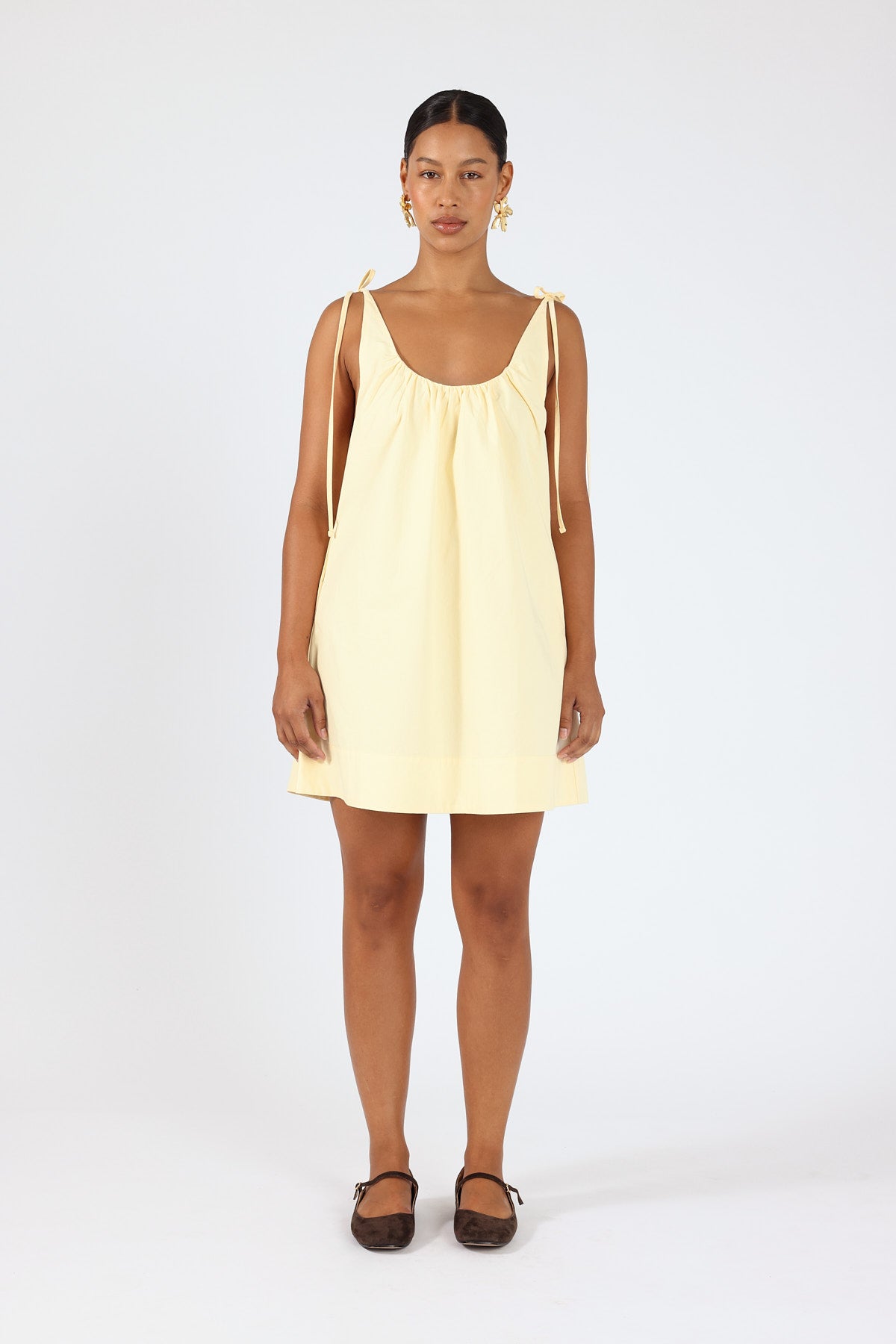 Perfect Stranger Penelope Tie Shoulder Mini Dress Butter