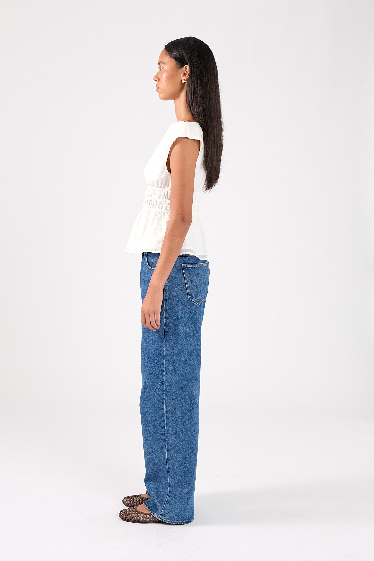 Perfect Stranger Claudette Shirred Top White