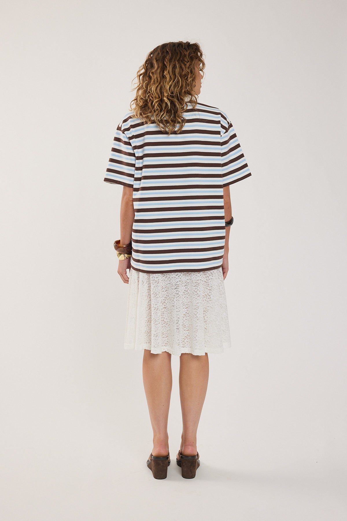 Perfect Stranger Hailey Short Sleeve Rugby Top Brown Stripe